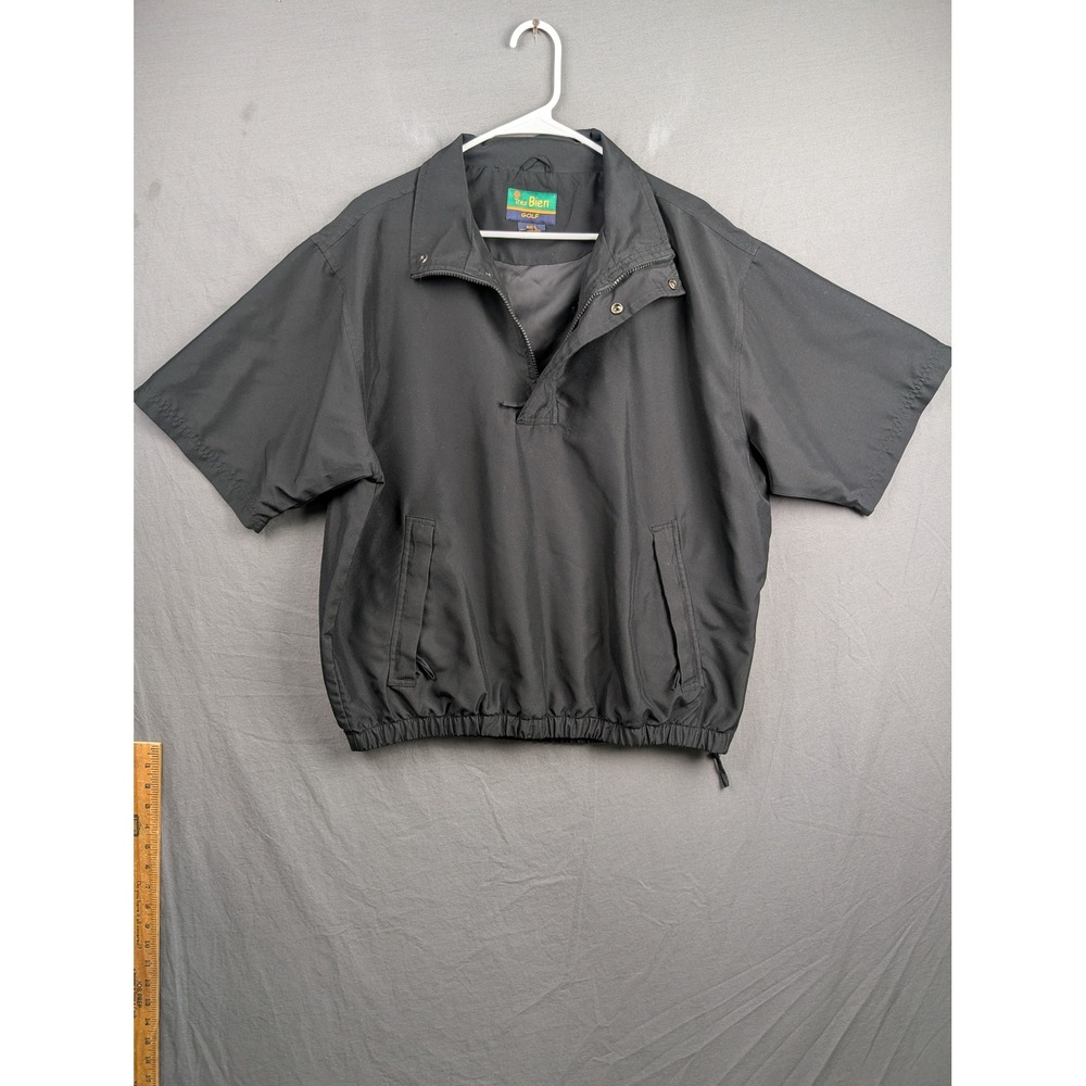 Tres Bien Golf Mens Short Sleeve Quarter Zip Pullover Windbreaker Jacket Black L